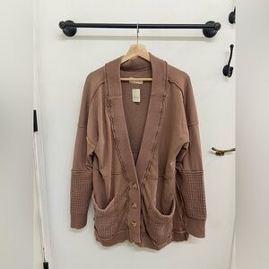 Free People Women's Brown Button Cardigan Sweater
